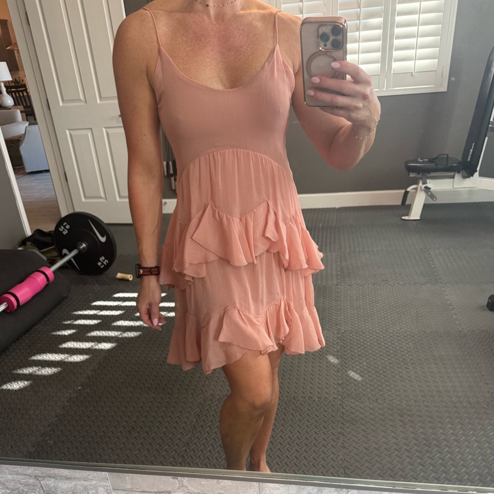 Zara Blush Pink Ruffle Mini Dress, Never Worn!